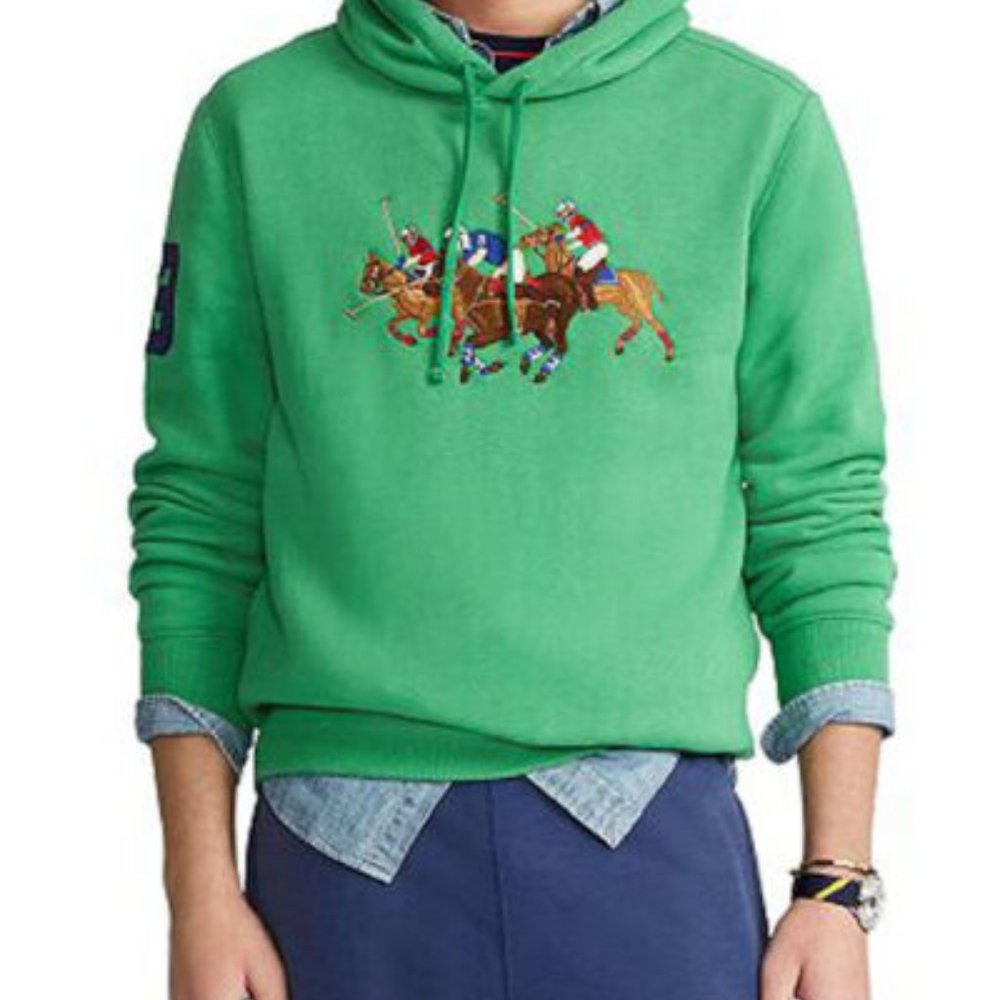 Polo Ralph Lauren Men's Big & Tall LT Equestrian Triple Pony Player Hoodie Green - Picture 2 of 10